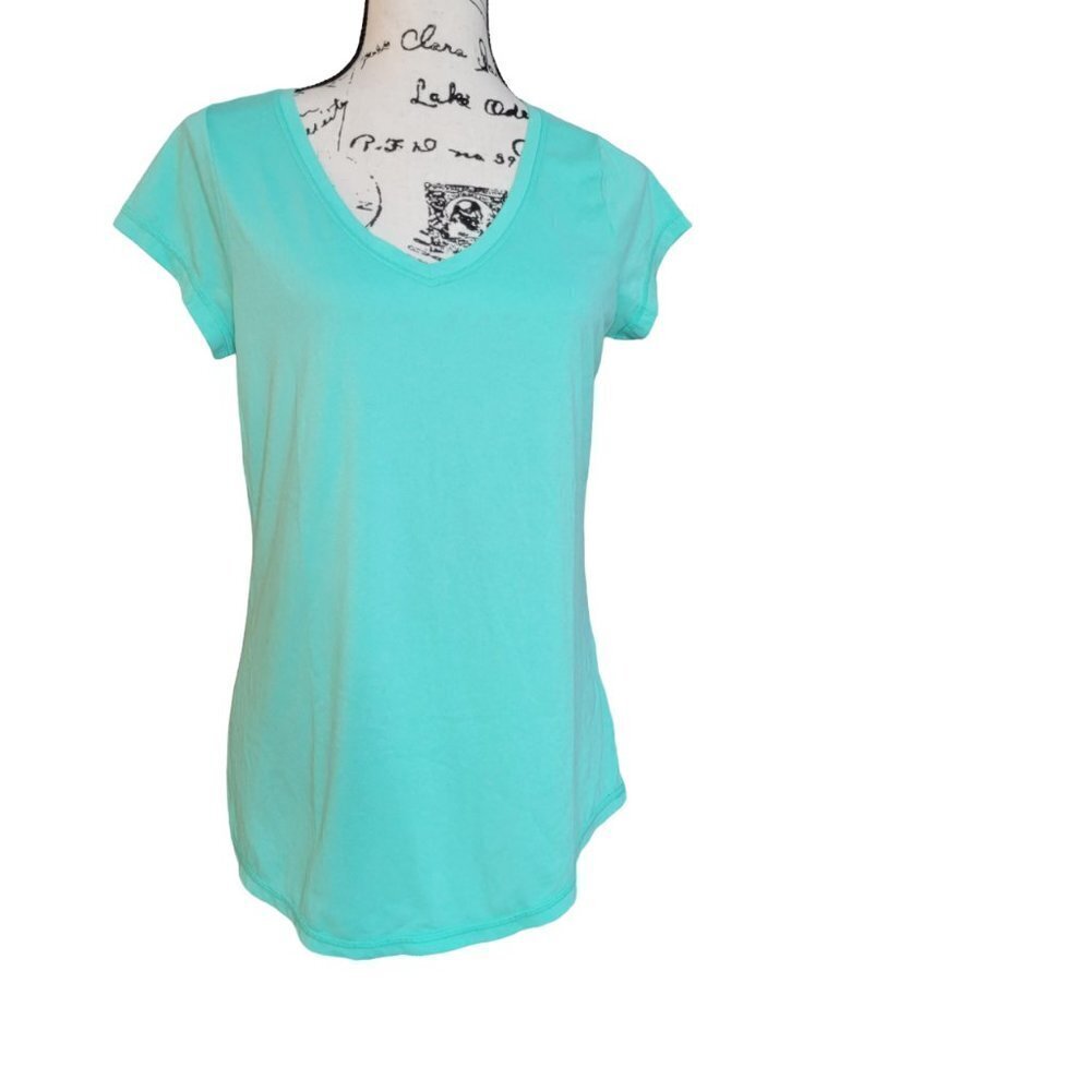 Xersion V-Neck Activewear Top Green - Size Medium
